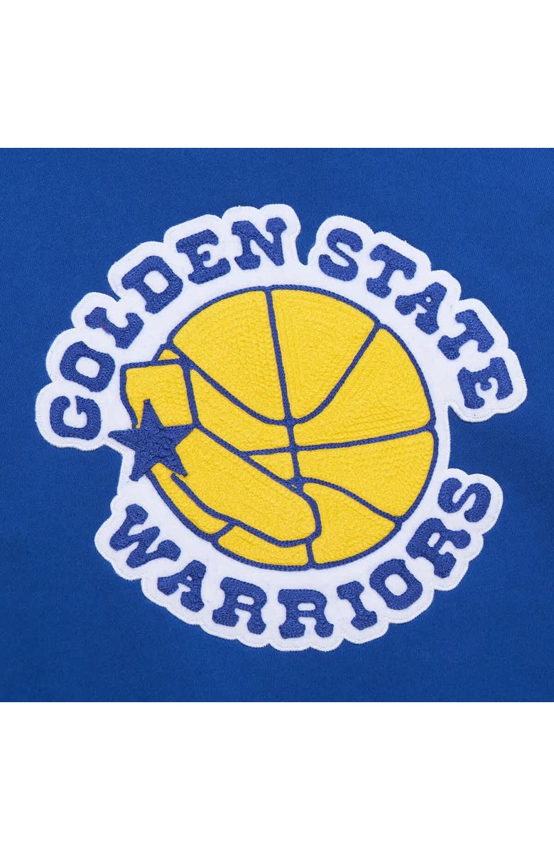 Mitchell & Ness Men's Mitchell & Ness Royal Golden State Warriors Chainstitch Applique Vintage Heavyweight Pullover Hoodie, Alternate, color, Royal