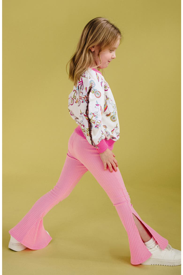 Kids' Disco Flare Leggings, Alternate, color, PINK
