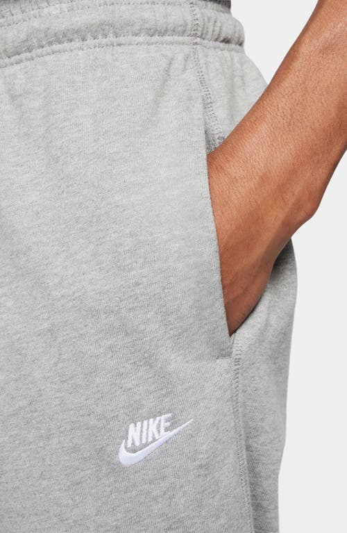 Nike Sportswear Club Tapered Logo-embroidered Cotton-jersey Sweatpants In Dk Grey Heather/white