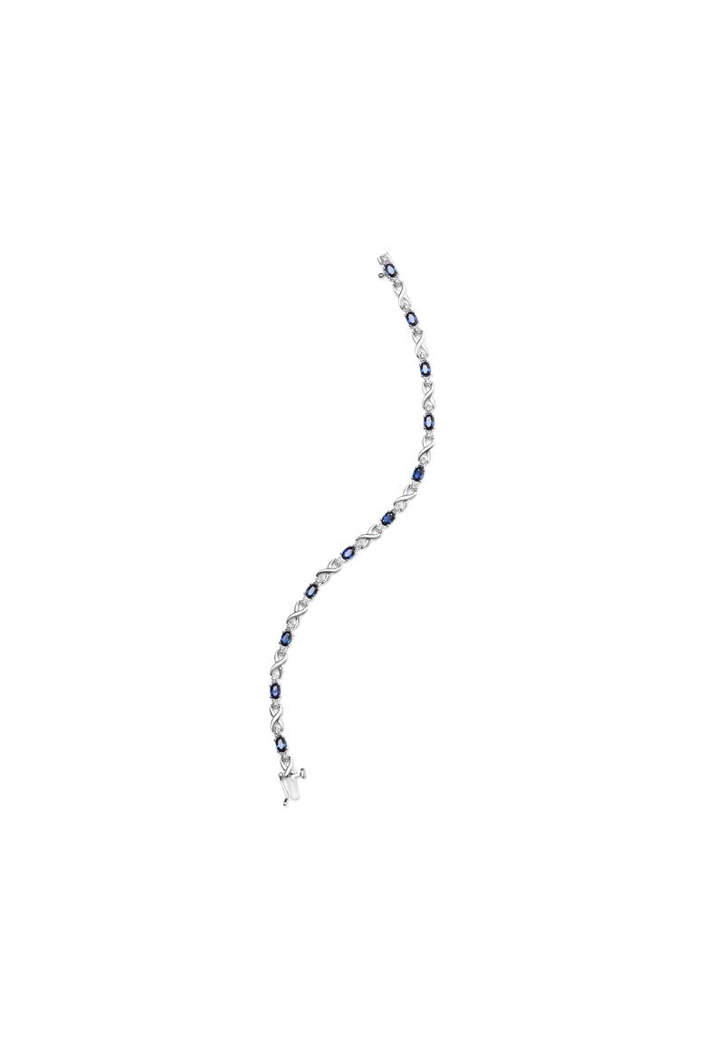 10K Gold Sapphire & 1/10 Cttw Diamond "X" Link Bracelet, Alternate, color, White