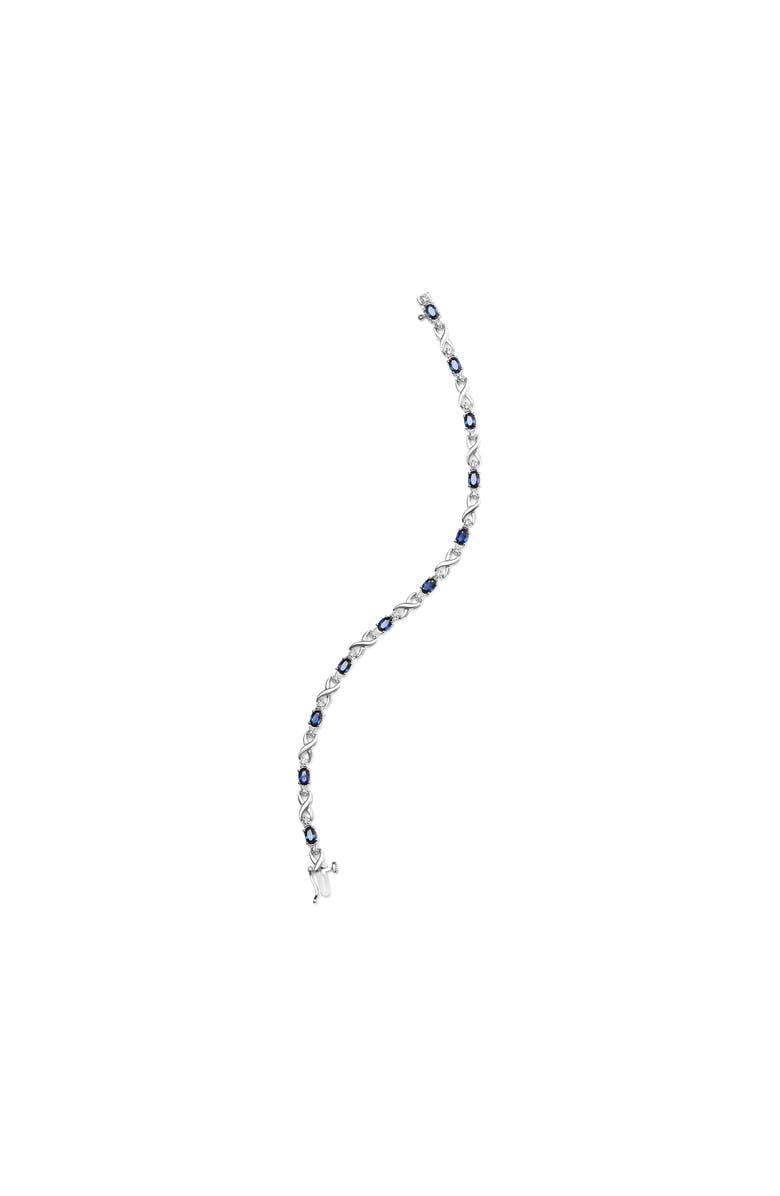 Haus of Brilliance 10K Gold Sapphire & 1/10 Cttw Diamond "X" Link Bracelet, Alternate, color, White