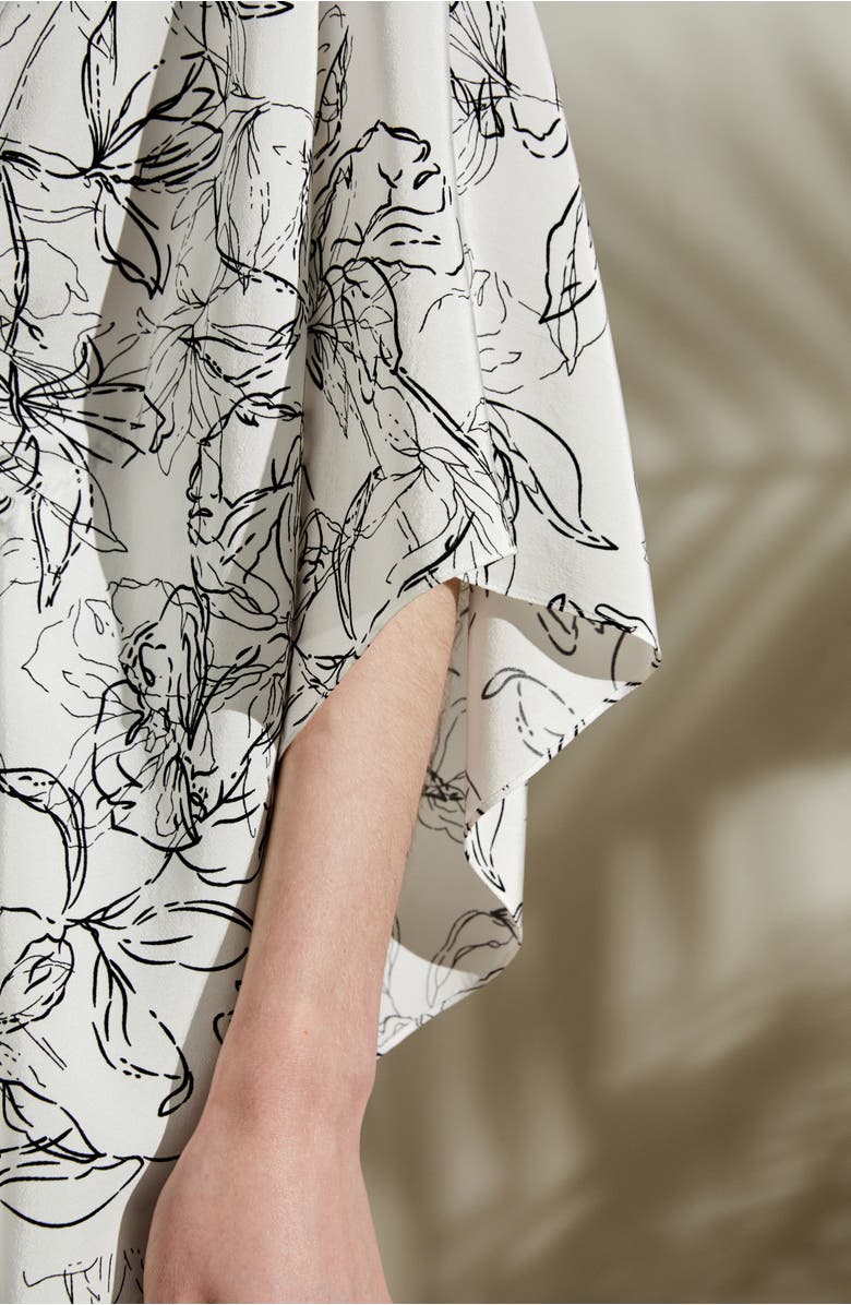 Lilysilk Floral Sketch Silk Cardigan, Alternate, color, Black-White Floral Pattern