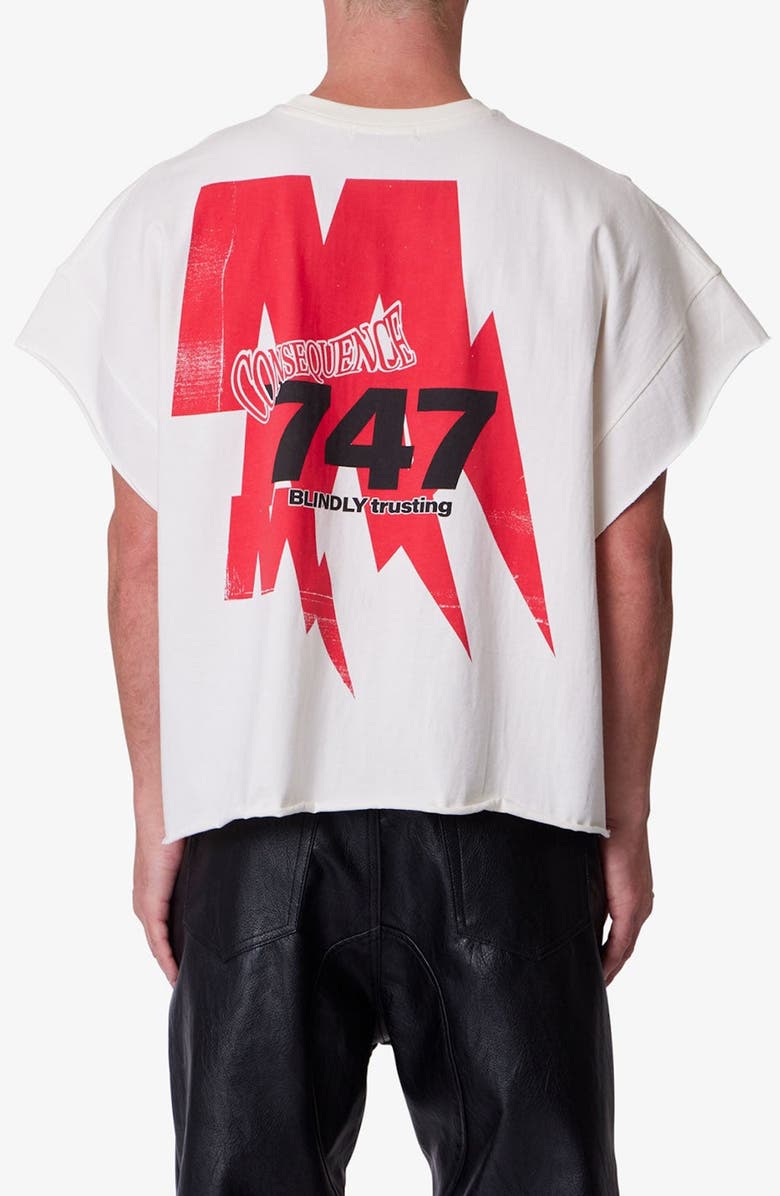 mnml Grim Graphic Cutoff T-Shirt, Alternate, color, Off White