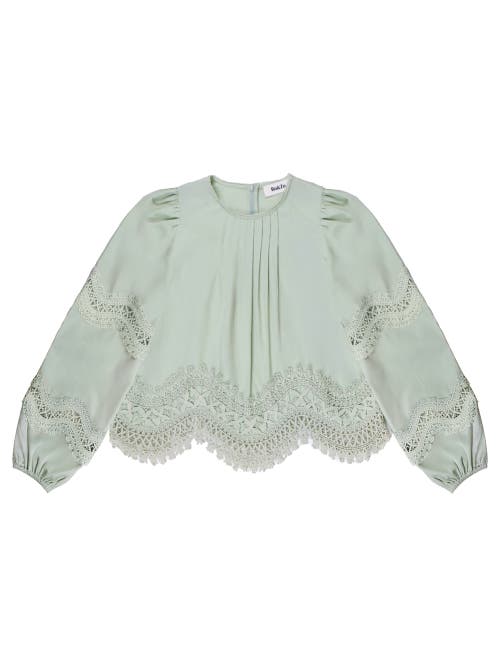 Ro&zo Womens Green Lace-embroidered Long-sleeve Cotton Blouse In Multi