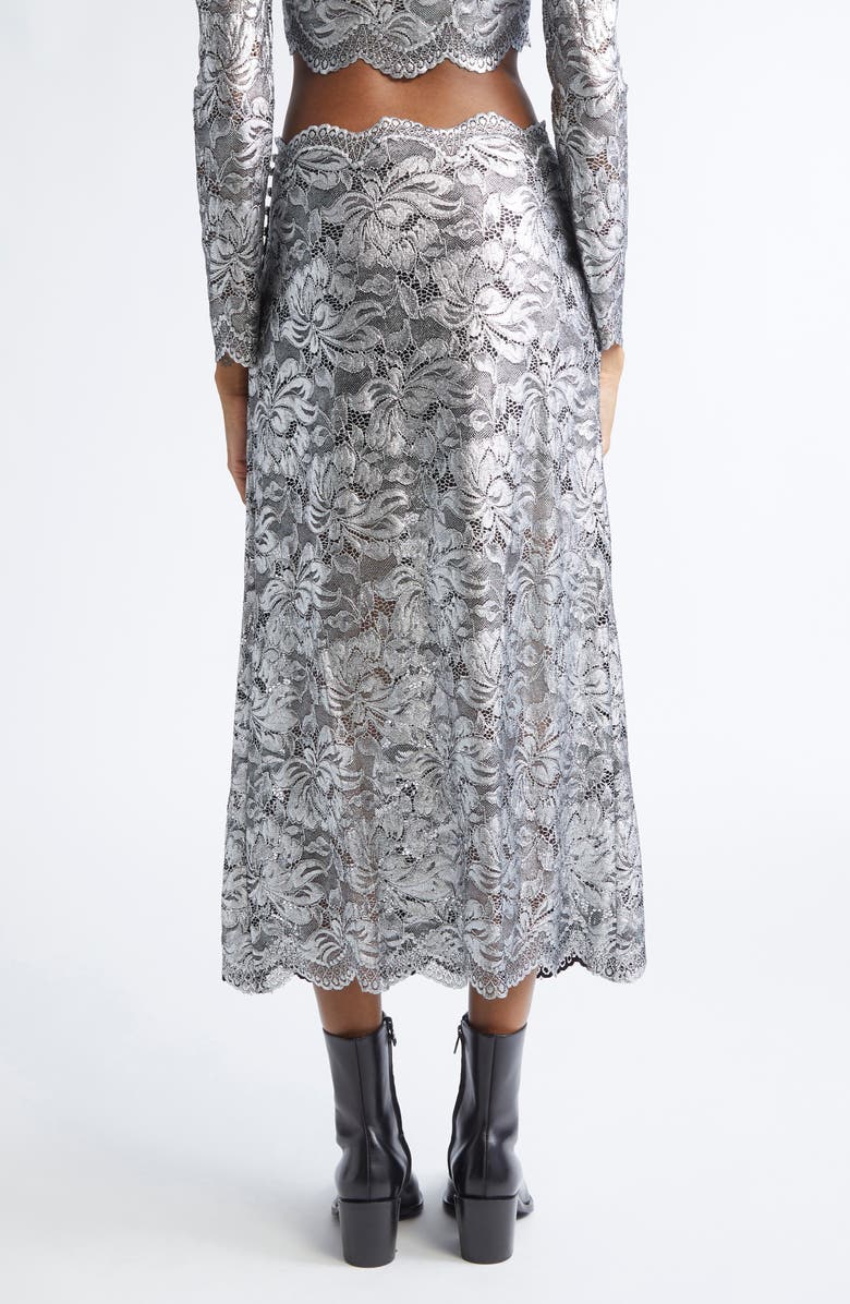 Rabanne Metallic Stretch Lace Skirt, Alternate, color, Black / Silver