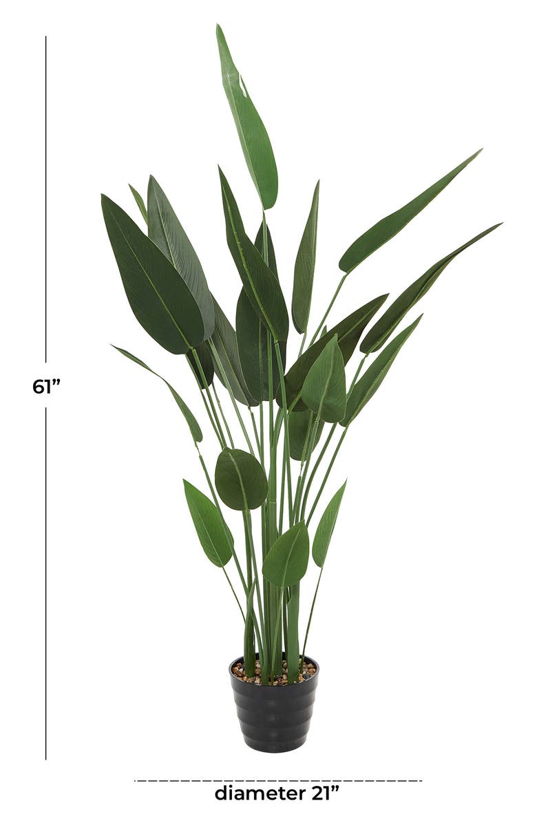 GINGER BIRCH STUDIO Green Faux Foliage Bird of Paradise Artificial Plant with Black Fluted Pot, Alternate, color, 