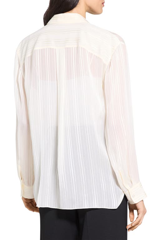 Theory Tonal Stripe Button-up Shirt In White