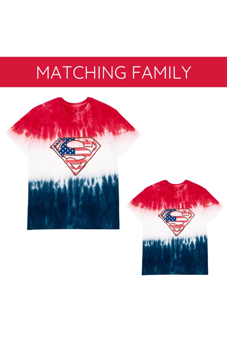 Justice League Superman July 4th T-Shirt, Alternate, color, Superman Blue Tie Dye