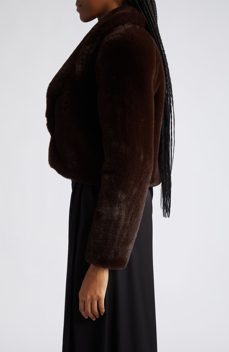 L'AGENCE Davy Crop Faux Fur Jacket, Alternate, color,