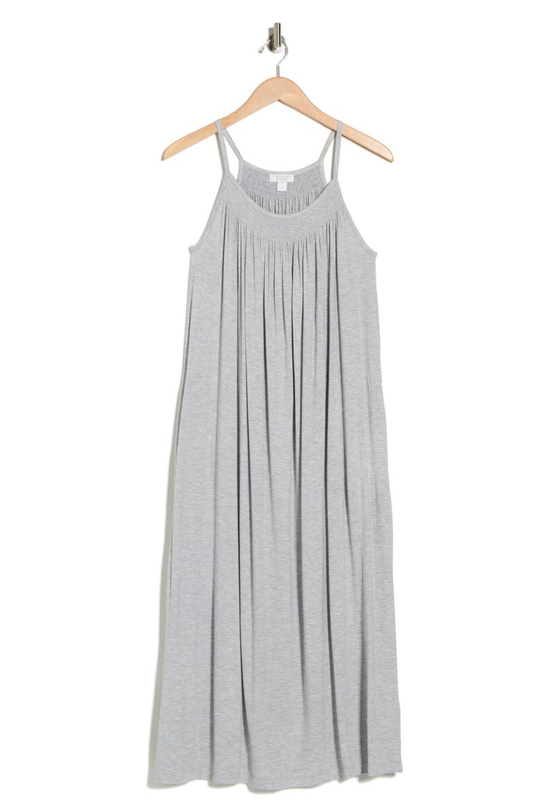 Tranquility Smocked Nightgown, Alternate, color, GREY HEATHER