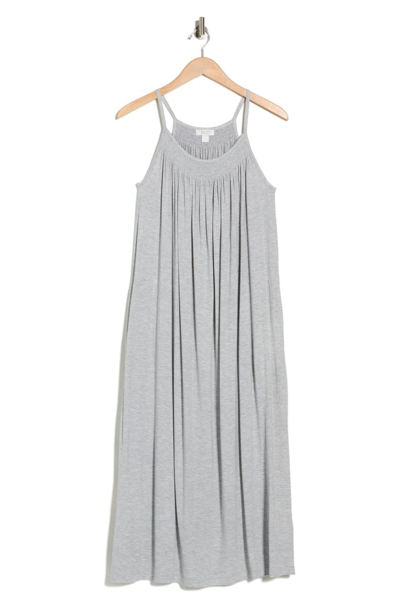 NORDSTROM RACK Tranquility Smocked Nightgown, Alternate, color, Grey Heather