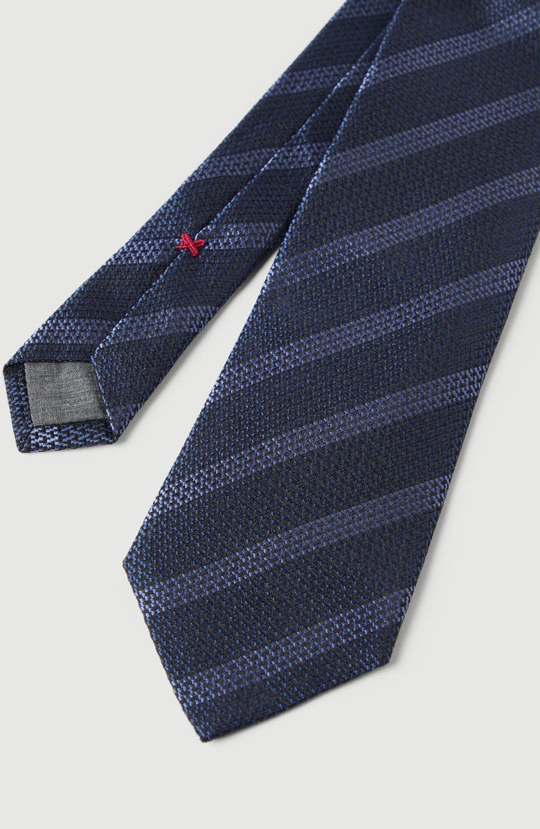 Brunello Cucinelli Textured silk tie with stripes, Alternate, color, Blue