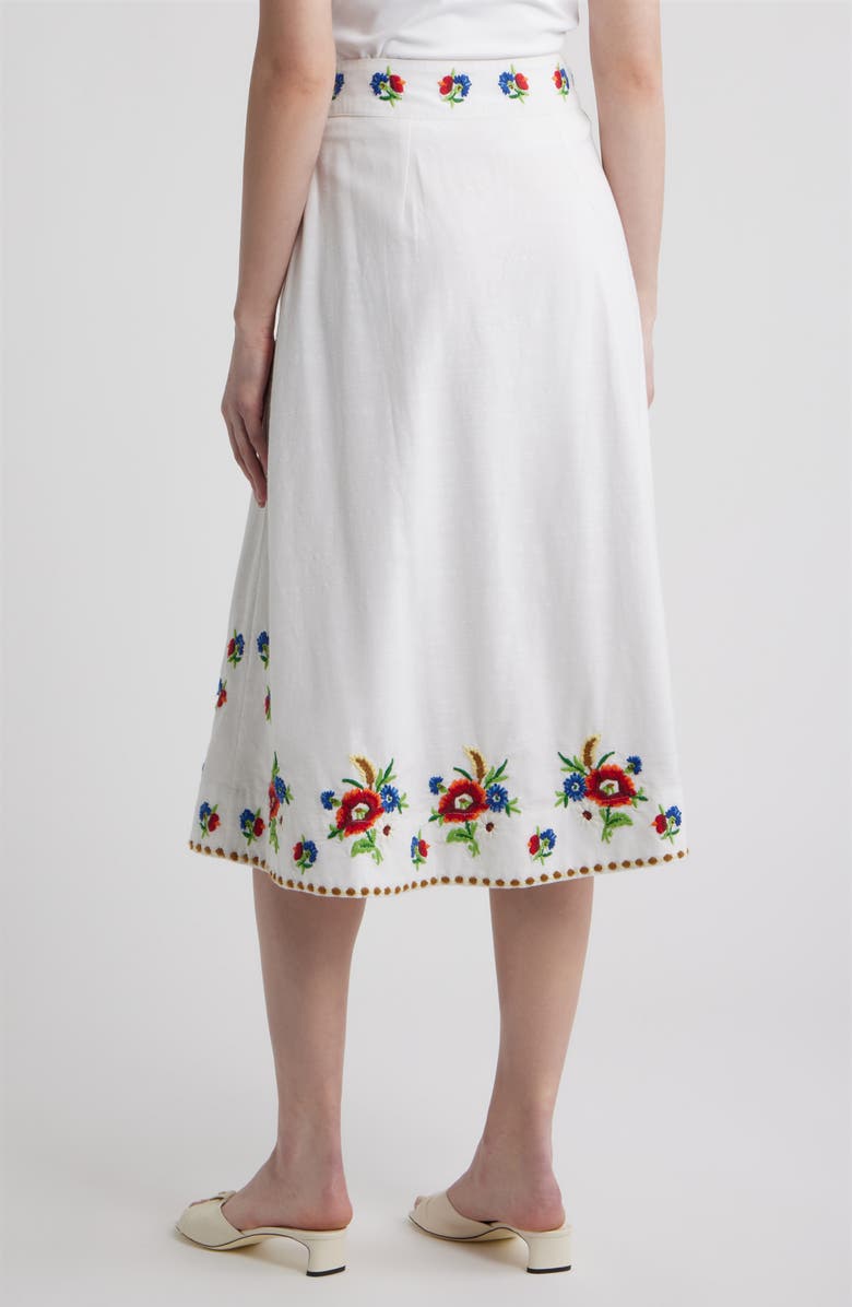 LOVE THE LABEL Berri Floral Embroidery Midi Skirt, Alternate, color, May Morris Embroidery