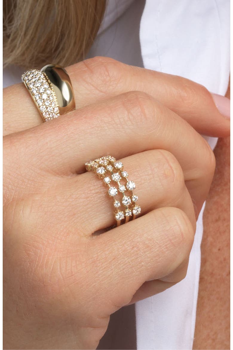 Orbit Three Row Lab Diamond Ring in 14K, Alternate, color, Yellow Gold