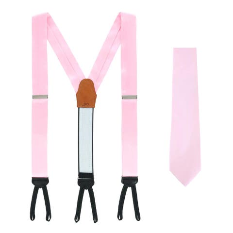 Sutton Solid Color Silk Brace and Necktie Combo