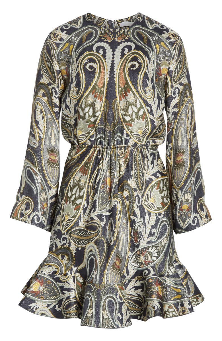 Chloé Paisley Silk Blend Minidress, Alternate, color, 