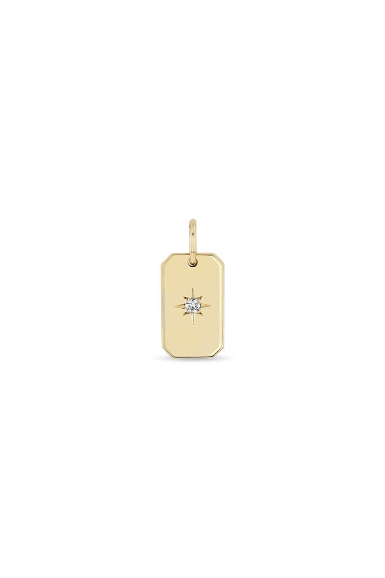 14K Gold Diamond Star Dog Tag Charm, Main, color, YELLOW GOLD