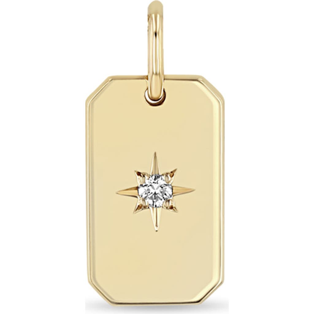 Zoë Chicco 14K Gold Diamond Star Dog Tag Charm in Yellow Gold  product