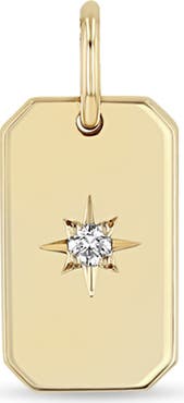 Zoë Chicco 14K Gold Diamond Star Dog Tag Charm