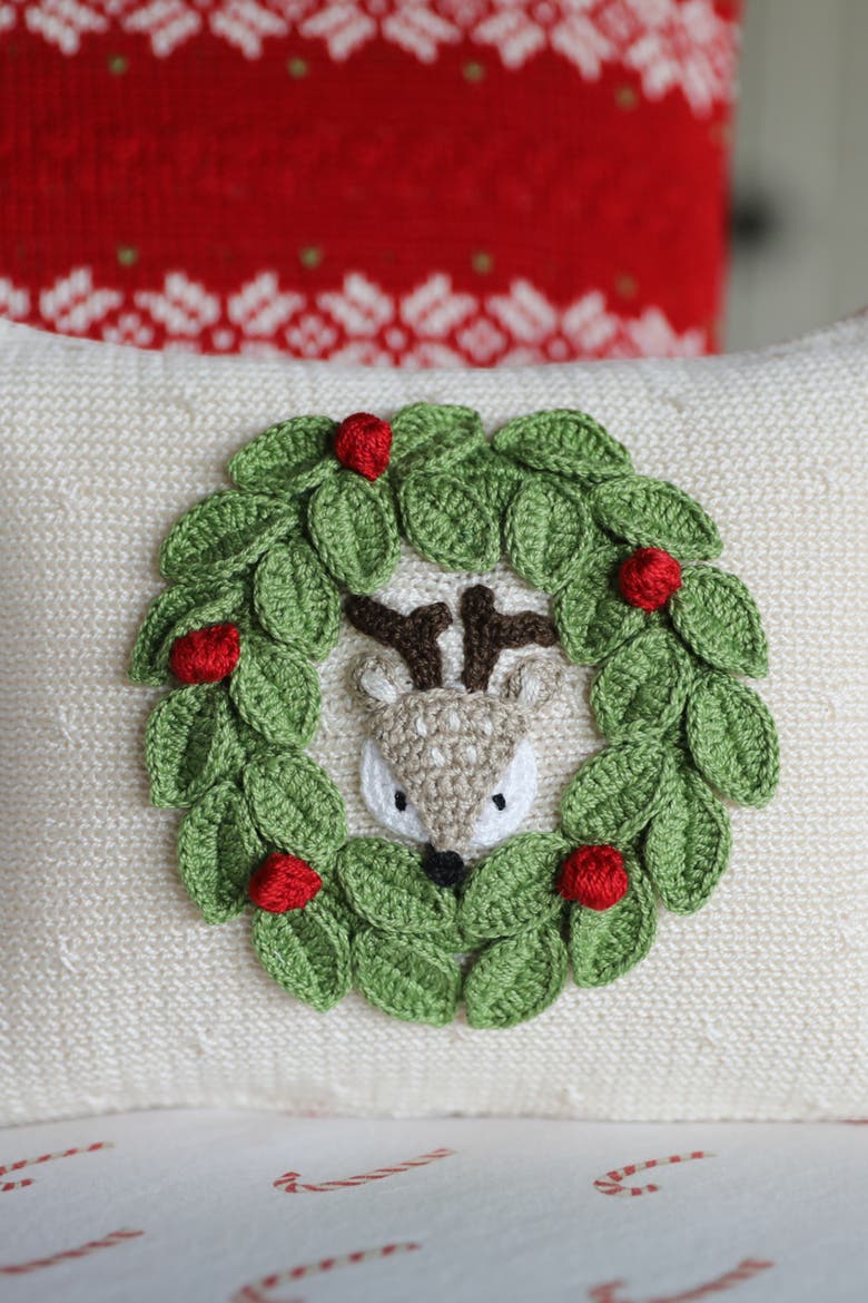 Peekaboo Deer Mini Pillow, Alternate, color, Ivory