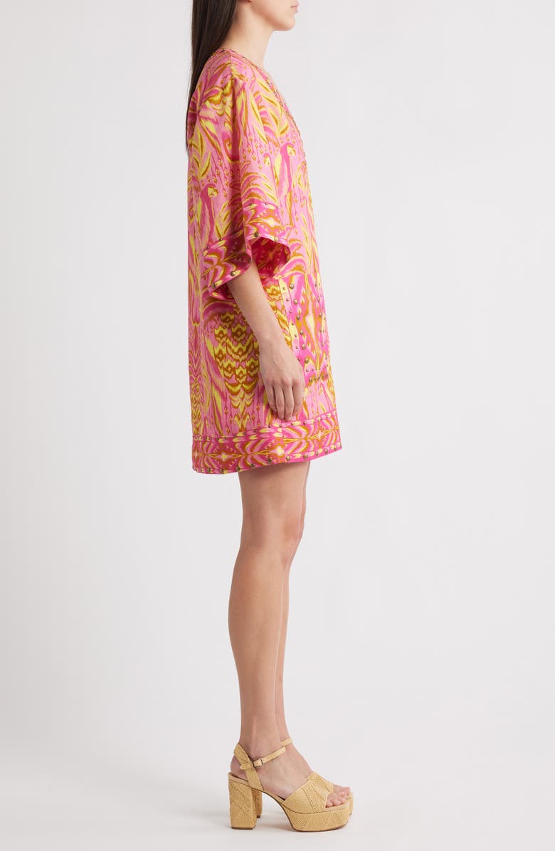 FARM Rio Pineapple Tapestry Studded Linen Shift Dress, Alternate, color, 