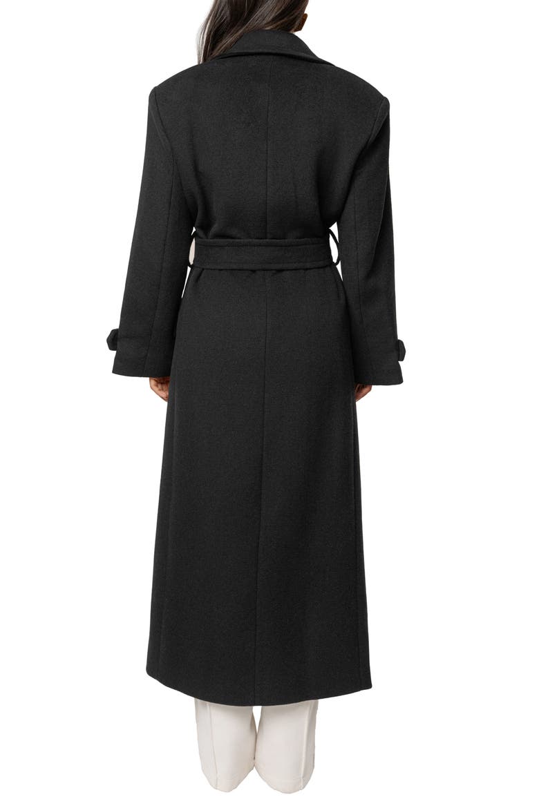 Empire Double Breasted Longline Coat, Alternate, color, BLACK