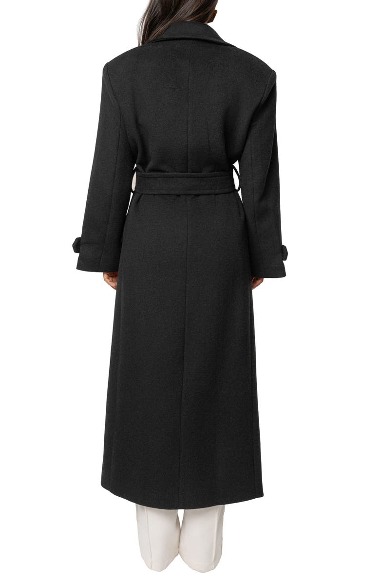 JLUXLABEL Empire Double Breasted Longline Coat, Alternate, color, Black