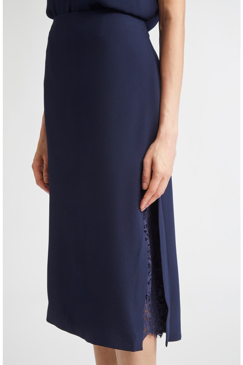Lace Inset Satin Back Crepe Skirt, Alternate, color, MIDNIGHT