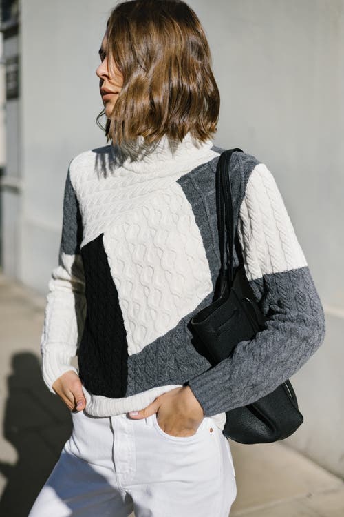 Labeca London Victoria Monochrome Patchwork Cashmere-blend Sweater In Multi