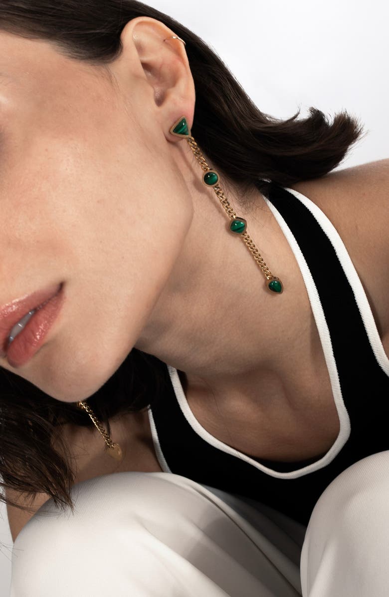 st. Moran Malachite Station Drop Earrings, Alternate, color, Green