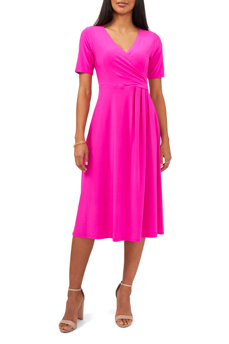 V-Neck Dress, Main, color, FIERCELY FUCHSIA