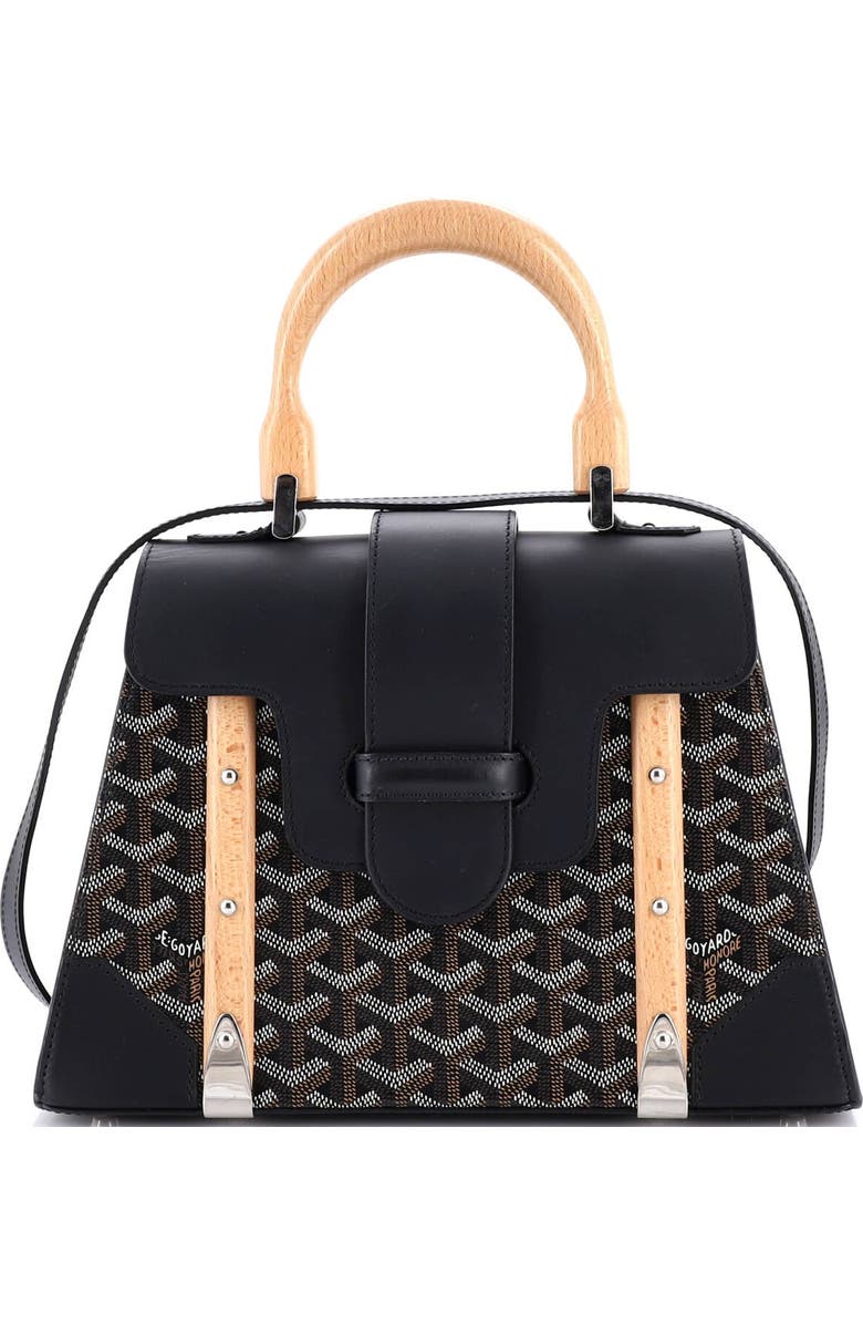 Pre-Owned Goyard Saigon Top Handle Bag Coated Canvas with Leather PM, Main, color, Black