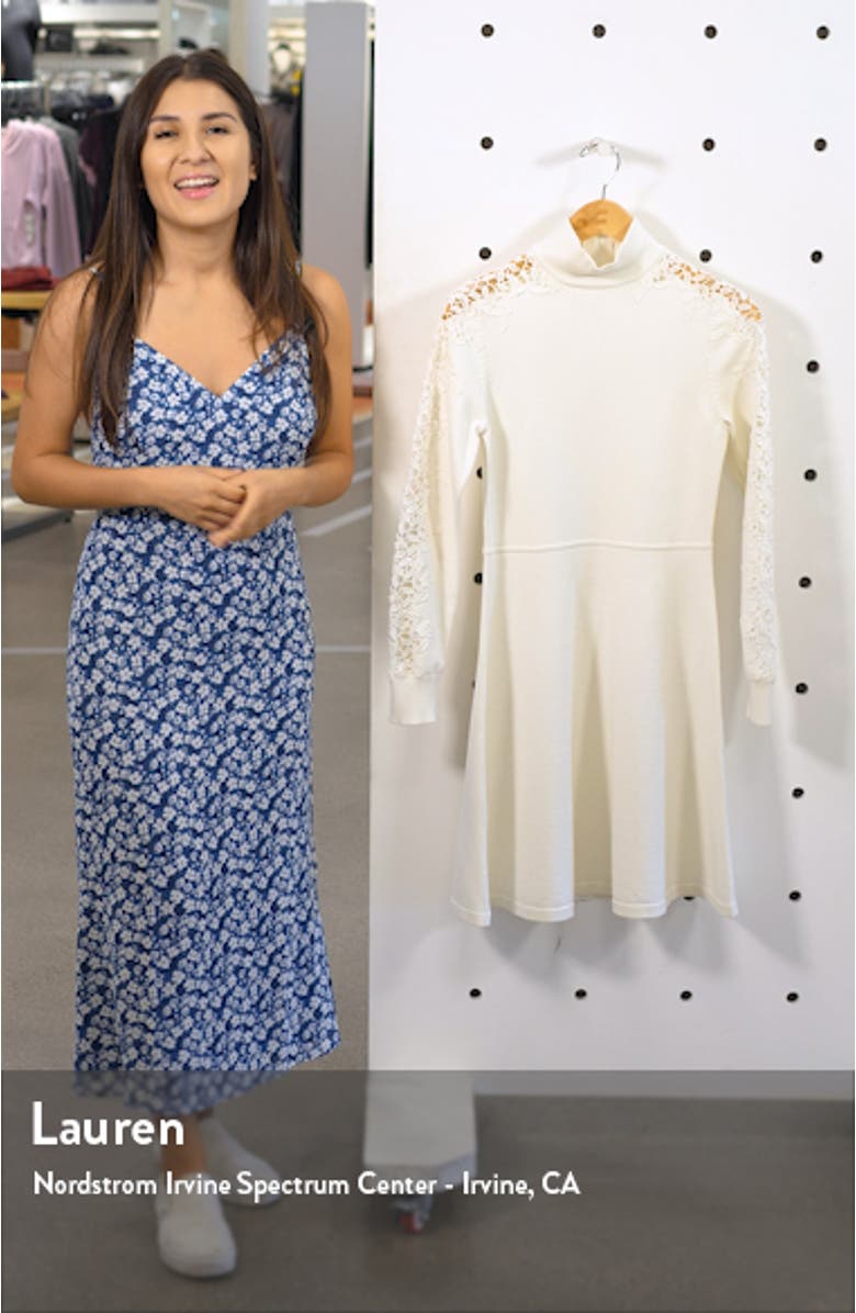 Mock Neck Fit & Flare Long Sleeve Sweater Dress, sales video thumbnail