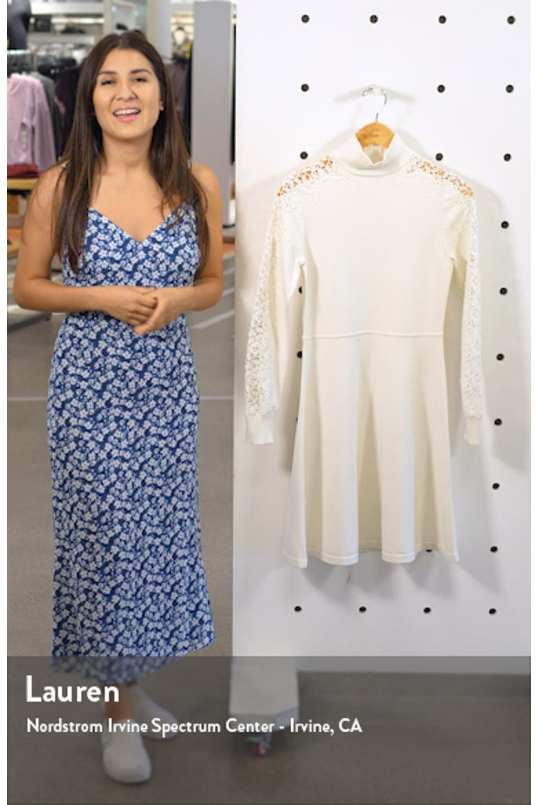 Mock Neck Fit & Flare Long Sleeve Sweater Dress video