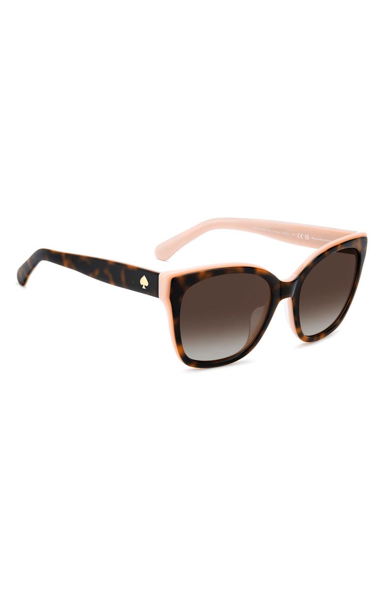 Kate Spade New York daesha 55mm polarized cat eye sunglasses, Alternate, color, Havana Pink/ Brown