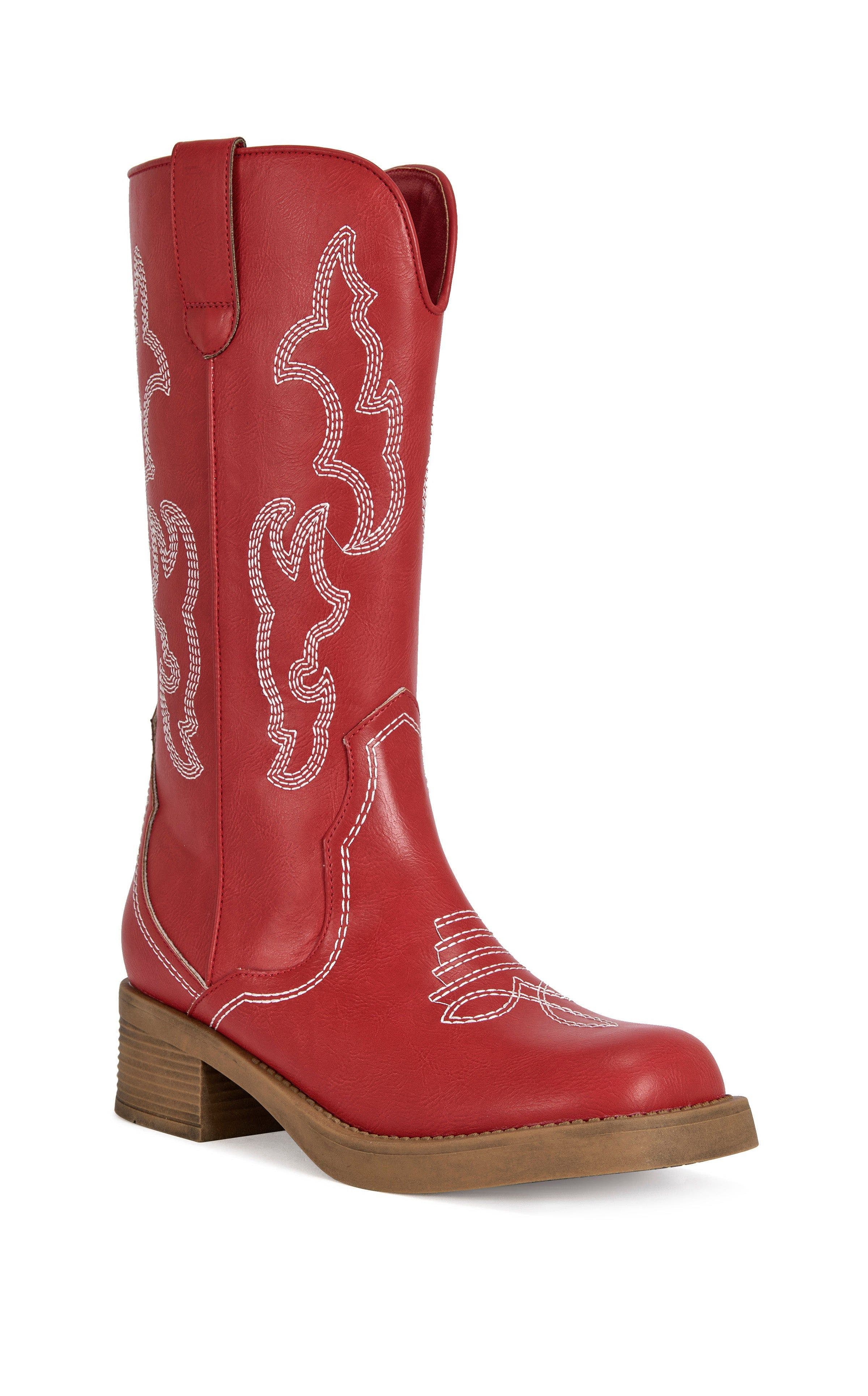 Mariana Flat Boot, Alternate, color, RED