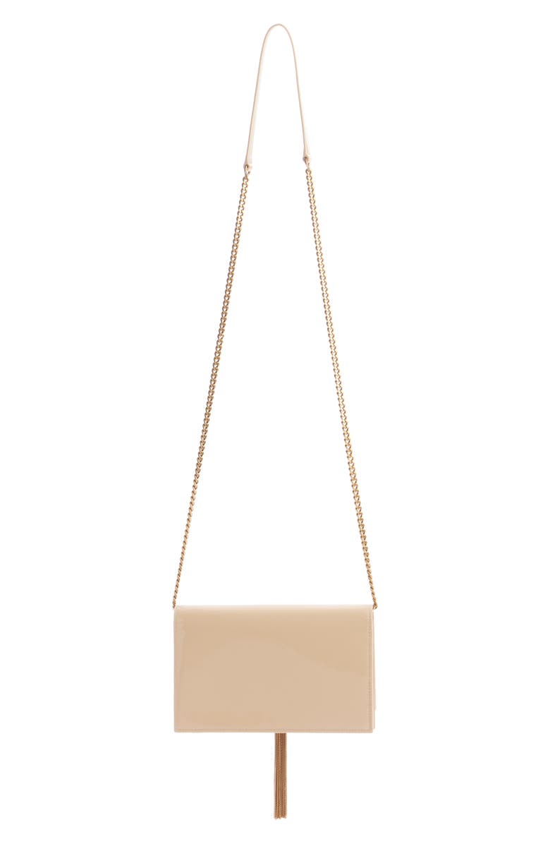 Saint Laurent Cassandre Kate Tassel Leather Wallet on a Chain, Alternate, color,