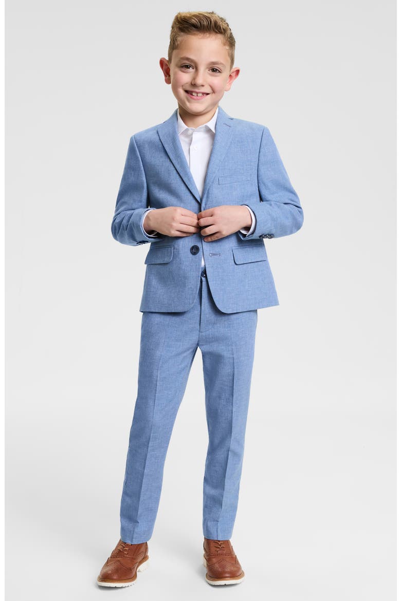 Kids' Linen Blend Suit, Main, color, BLUE