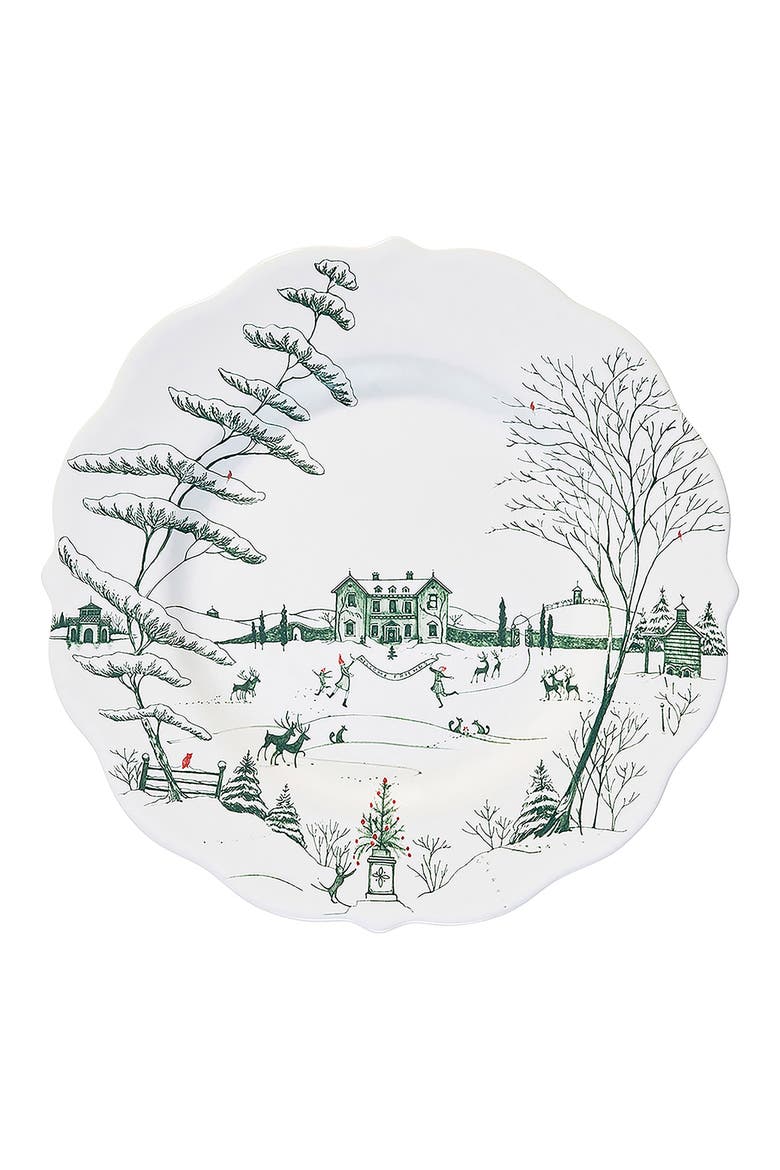 Country Estate Winter Frolic Dinner Plate, Main, color, EVERGREEN