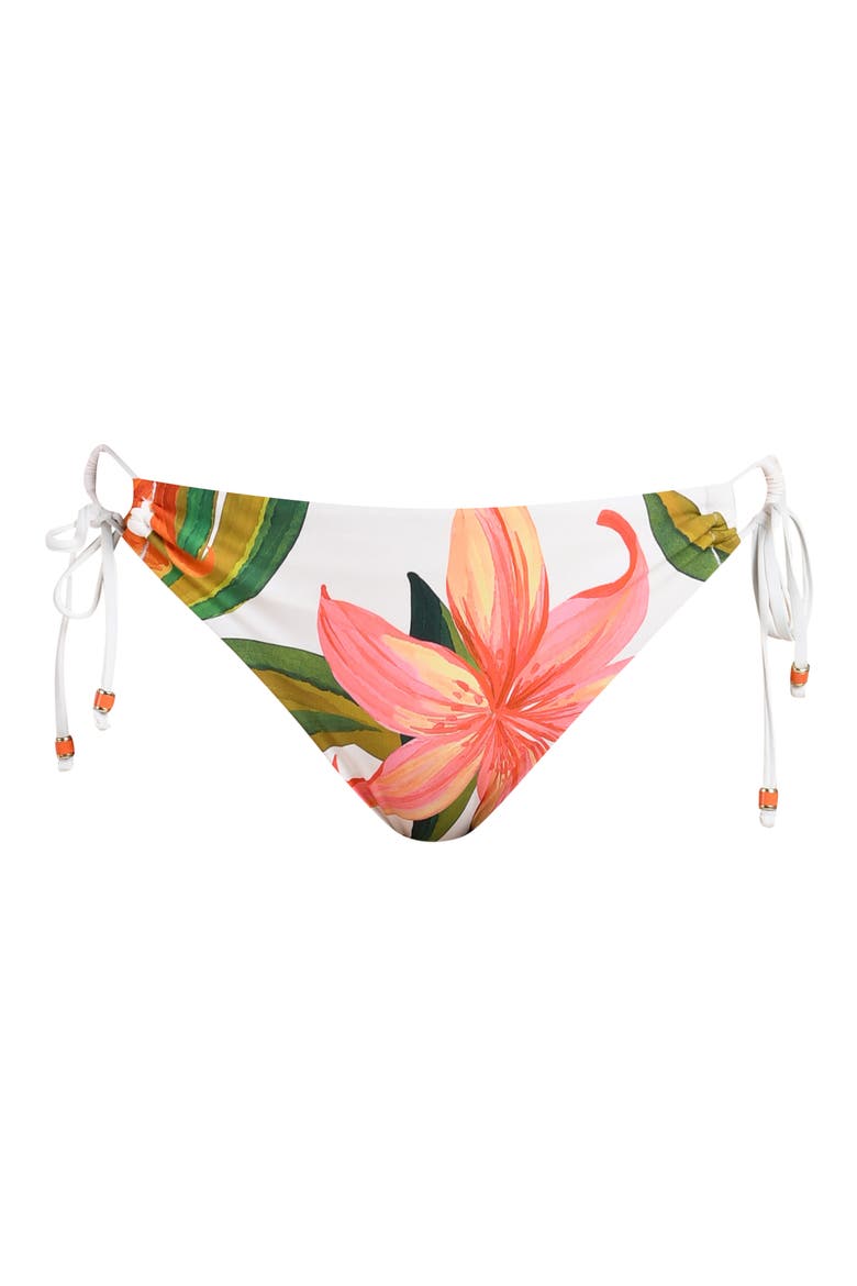 Jungle Blossoms Adjustable Loop Bikini Bottoms, Alternate, color, IVORY MULTI