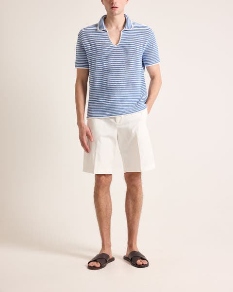 Batten Stripe Classic Fit Stripe Crotchet Polo