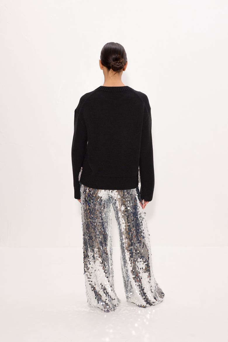 Roni Metallic Tassel Sweater, Alternate, color, Black/Satellite Silver