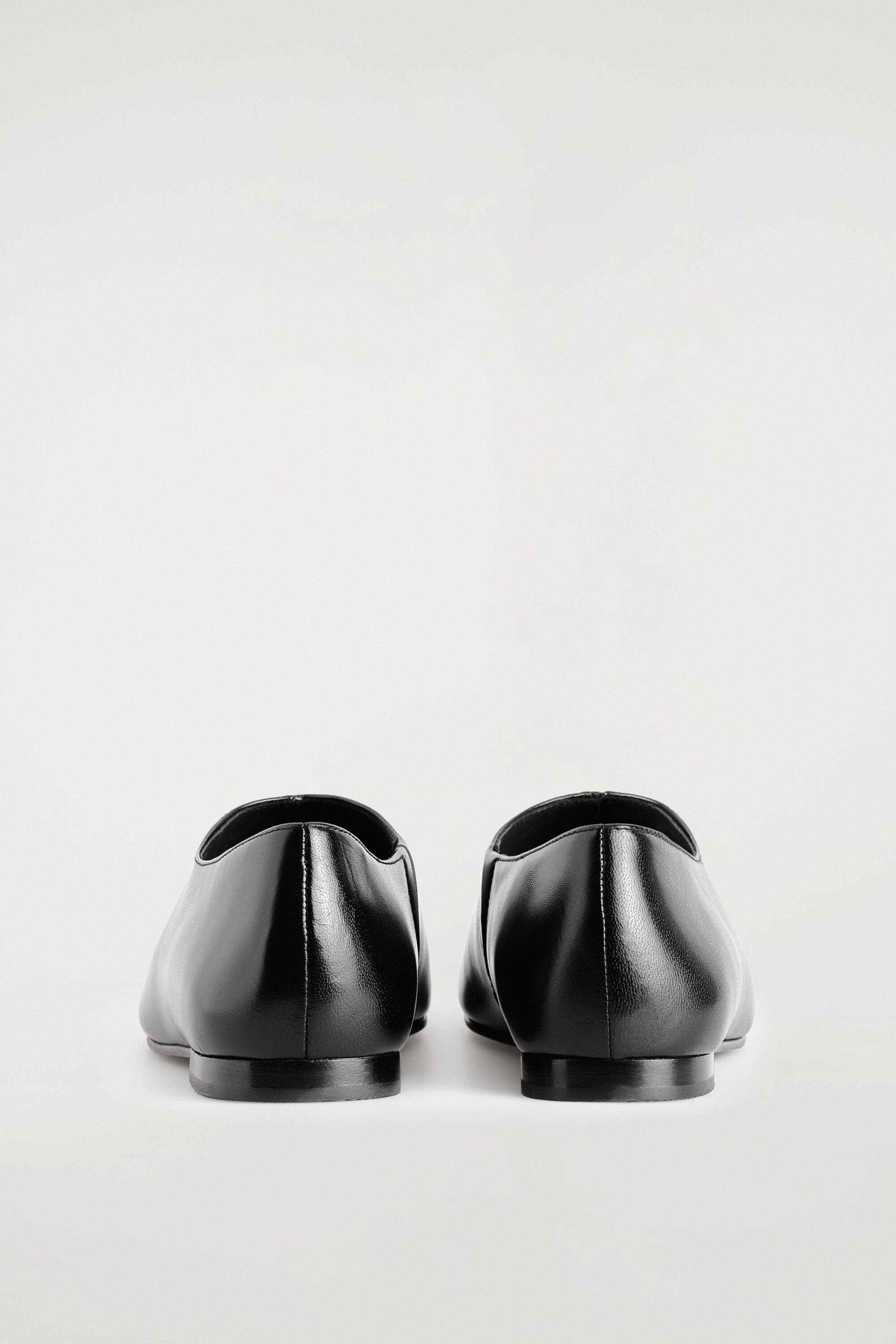 Square-Toe Leather Flats, Alternate, color, BLACK