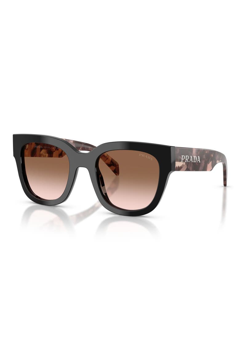 52mm Square Sunglasses, Alternate, color, BLACK / BROWN GRADIENT