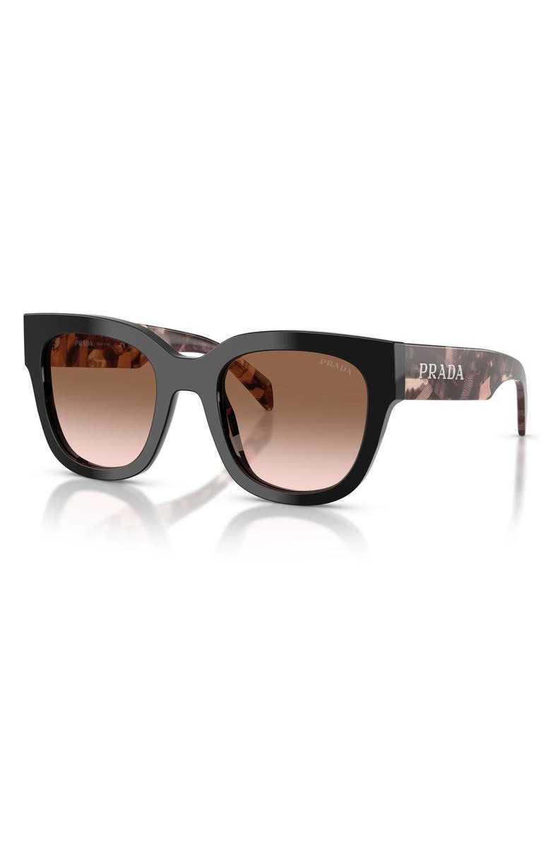 Prada 52mm Square Sunglasses, Alternate, color, Black / Brown Gradient