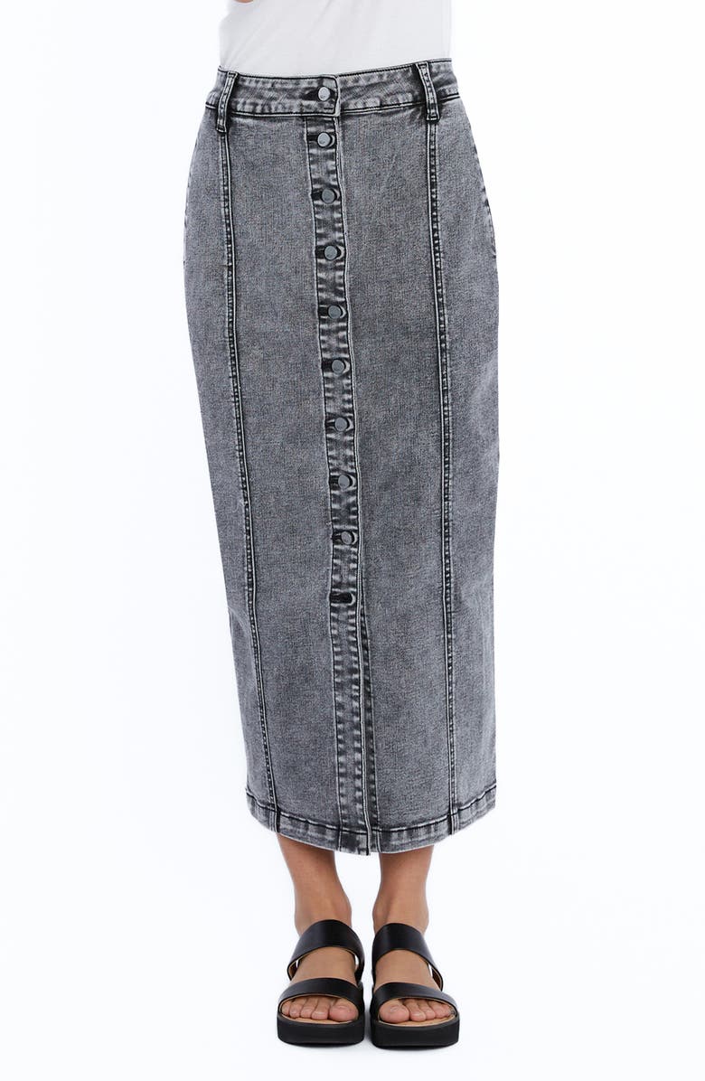 Wash Lab Denim Button Front Seamed Denim Maxi Skirt, Main, color, 