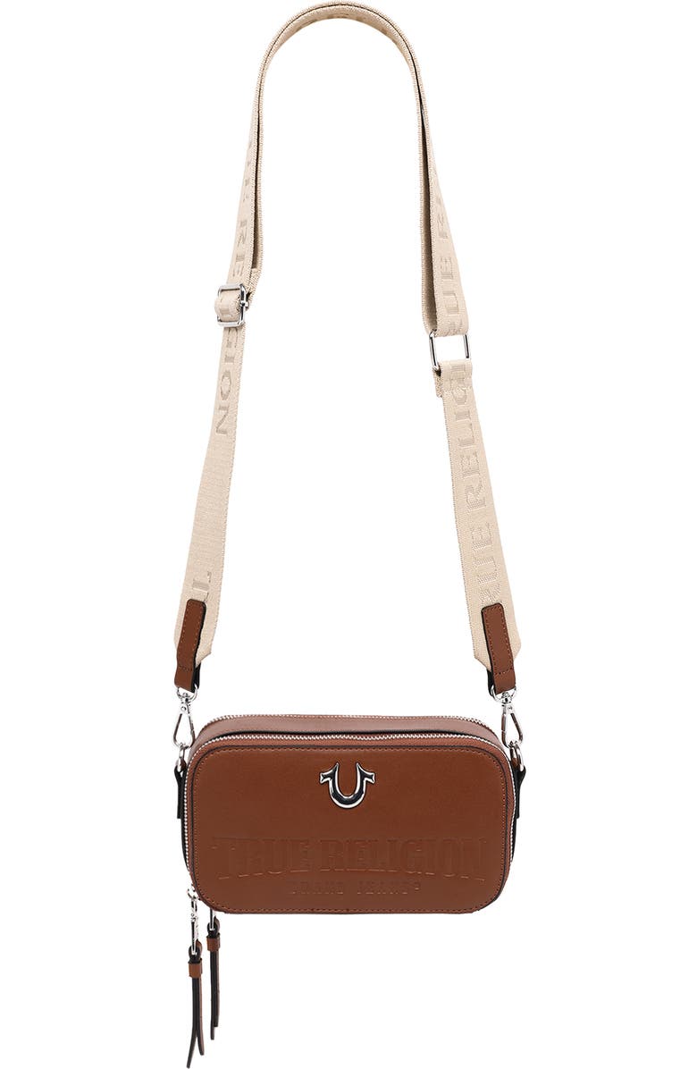 True Religion Double Zip Horseshoe Camera Bag, Alternate, color, Brown