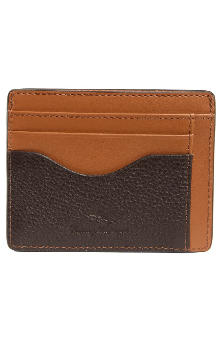 Tommy Bahama Como Pebbled Leather Slim Card Case, Alternate, color, Brown/ Tan