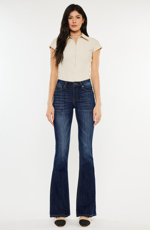 Kancan Celestine Mid Rise Flare Jeans In Blue