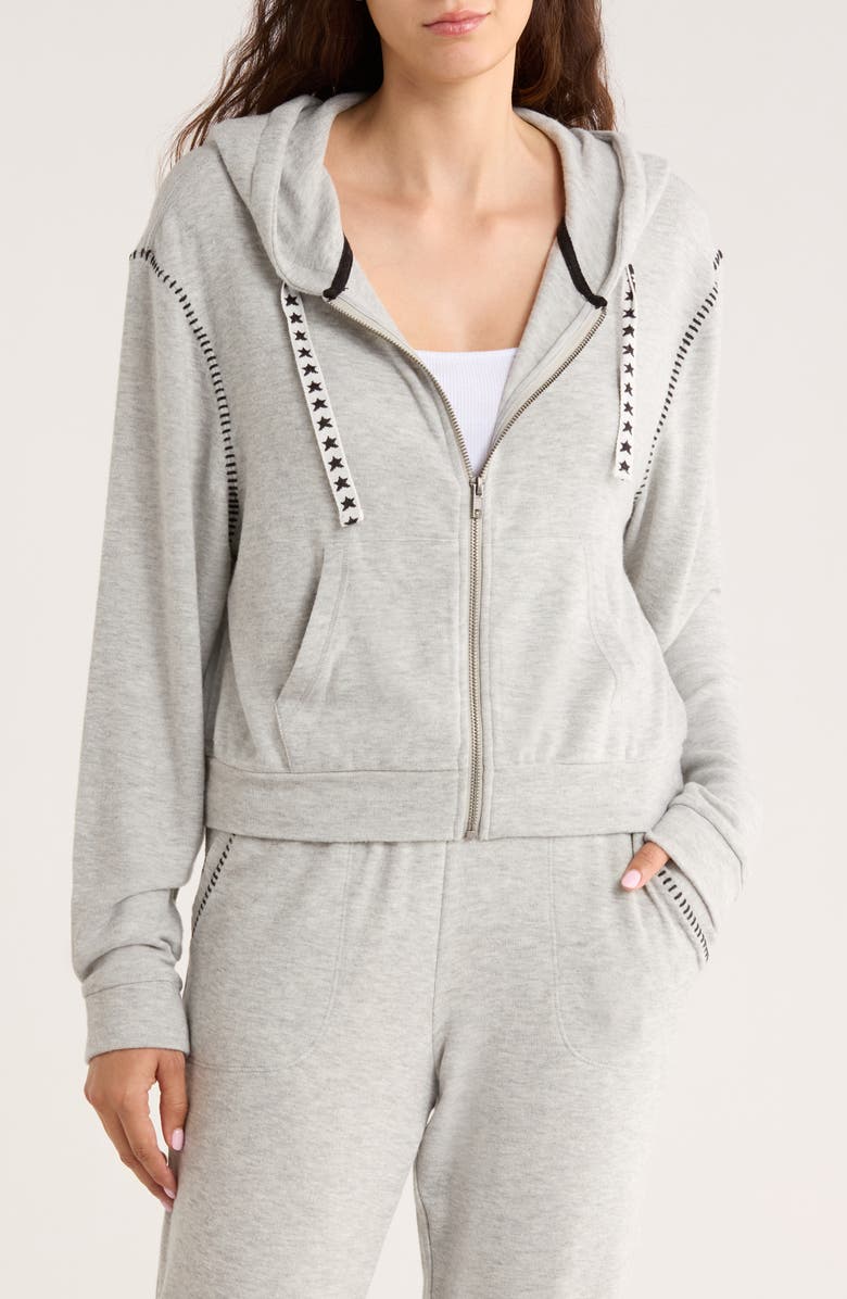 PJ Salvage Cozy 'N Chic Full Zip Hoodie, Main, color, Heather Grey